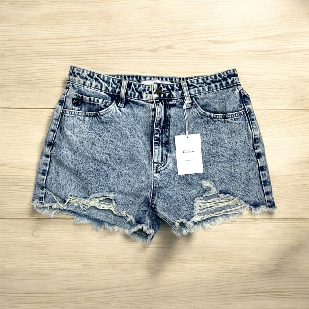 KanCan Acid Wash Distressed Denim Jean Shorts size 11/29 NWT